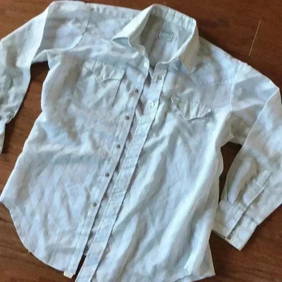 Vintage H Bar C western white missing snaps shirt - Picture 2 of 6